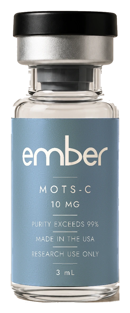 EMBER MOTS-C 10 MG research vial, transparent background