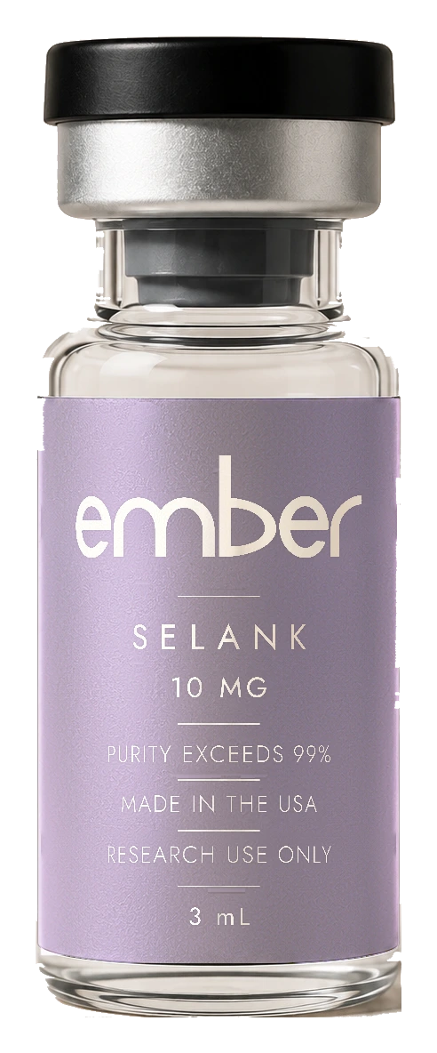 EMBER SELANK 10 MG research vial, transparent background
