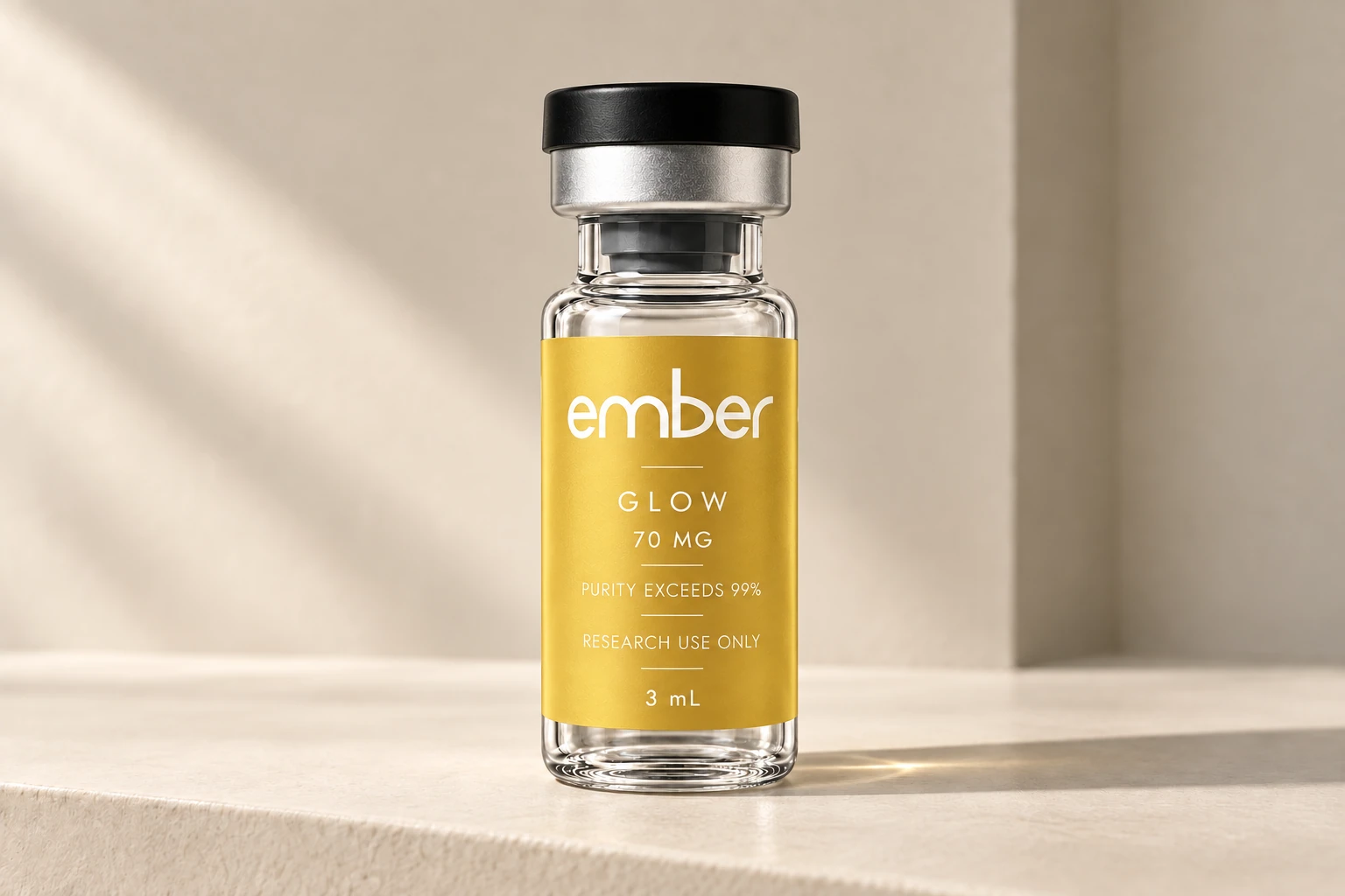 Two Ember Cagrilintide 10 mg vials surrounded by clear bubbles against a soft green background
